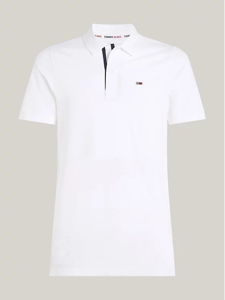 Tommy Jeans Мъжка бяла поло риза Tommy Jeans Pure Organic Slim Fit Polo YBR White