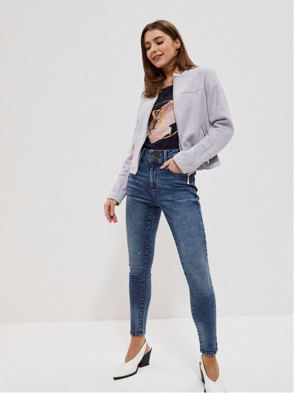 Moodo Сива дамска жилетка в велурена обработка Moodo