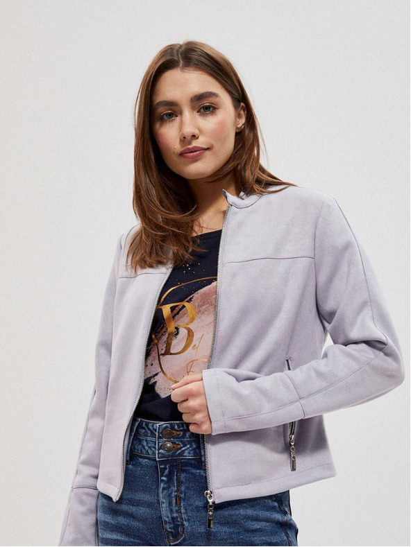 Moodo Сива дамска жилетка в велурена обработка Moodo