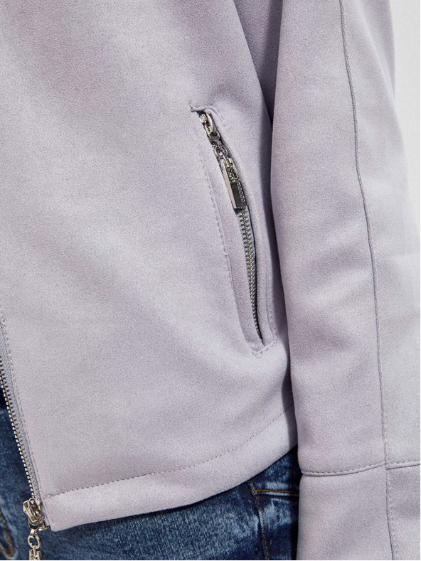 Moodo Сива дамска жилетка в велурена обработка Moodo