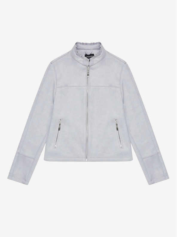 Moodo Сива дамска жилетка в велурена обработка Moodo