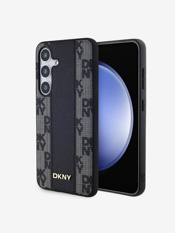DKNY DKNY PU Кожен Карирен Модел Magsafe Заден калъф за Samsung Galaxy S24+ Черен