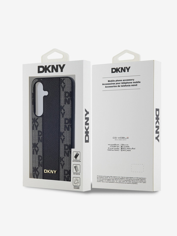DKNY DKNY PU Кожен Карирен Модел Magsafe Заден калъф за Samsung Galaxy S24+ Черен