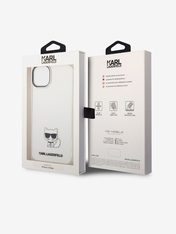 Karl Lagerfeld Karl Lagerfeld Choupette Лого Заден калъф за iPhone 14 Plus Прозрачен