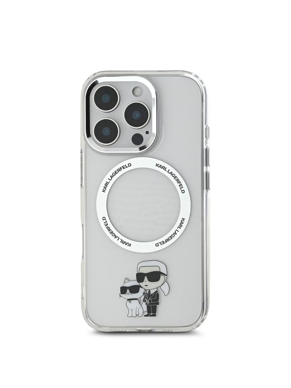 Karl Lagerfeld Karl Lagerfeld IML Karl and Choupette MagSafe Заден калъф за iPhone 16 Pro Max Прозрачен