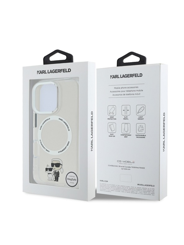 Karl Lagerfeld Karl Lagerfeld IML Karl and Choupette MagSafe Заден калъф за iPhone 16 Pro Max Прозрачен