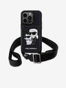 Karl Lagerfeld Karl Lagerfeld Saffiano Кръстосан ремък Karl and Choupette NFT Калъф за iPhone 14 Pro Черен
