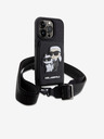 Karl Lagerfeld Karl Lagerfeld Saffiano Кръстосан ремък Karl and Choupette NFT Калъф за iPhone 14 Pro Черен