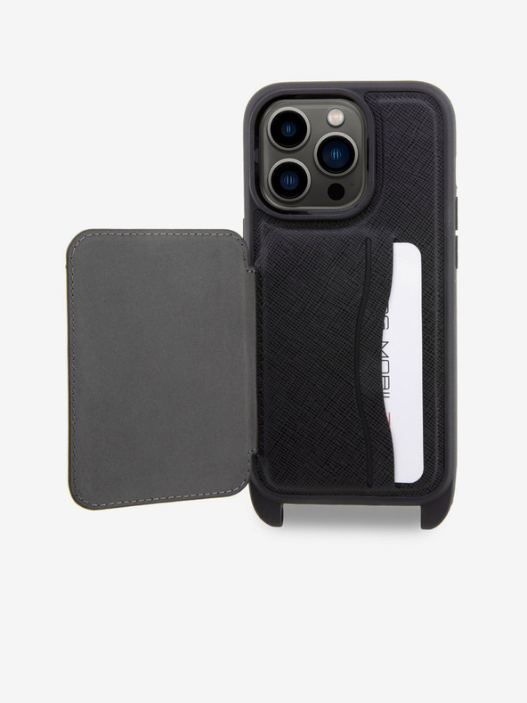 Karl Lagerfeld Karl Lagerfeld Saffiano Кръстосан ремък Karl and Choupette NFT Калъф за iPhone 14 Pro Черен