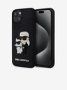 Karl Lagerfeld Karl Lagerfeld 3D Гумен Karl and Choupette Заден Калъф за iPhone 15 Black