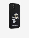 Karl Lagerfeld Karl Lagerfeld 3D Гумен Karl and Choupette Заден Калъф за iPhone 15 Black