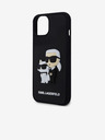 Karl Lagerfeld Karl Lagerfeld 3D Гумен Karl and Choupette Заден Калъф за iPhone 15 Black