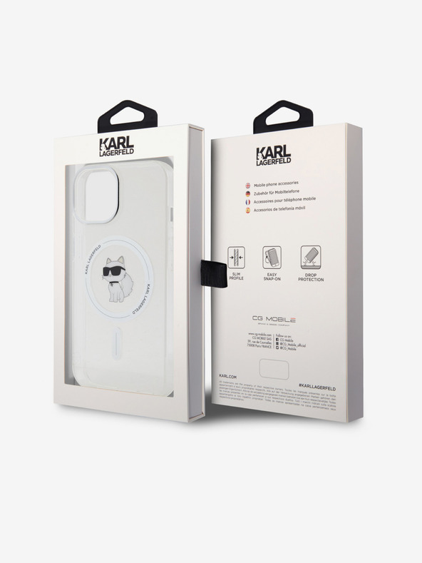 Karl Lagerfeld Karl Lagerfeld IML Choupette MagSafe Заден Калъф за iPhone 15 Прозрачен