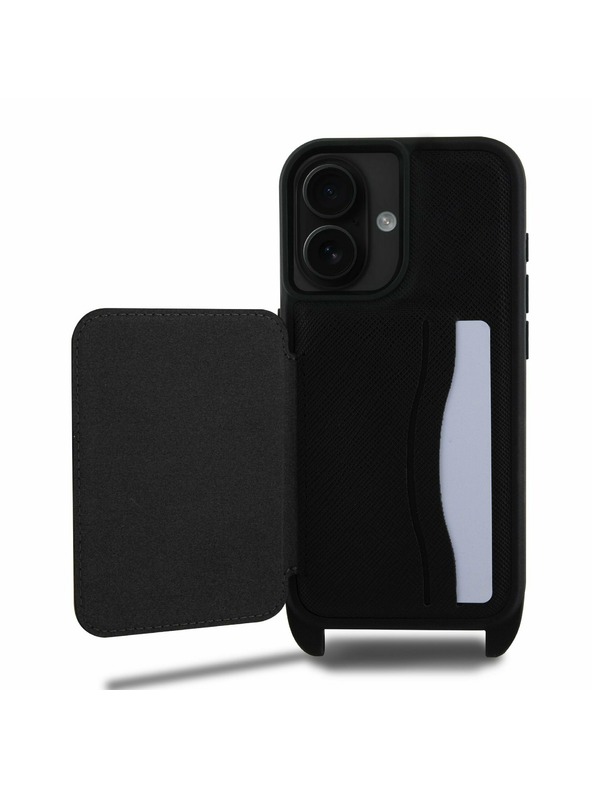 Karl Lagerfeld Karl Lagerfeld Saffiano Кръстосан Ремък Karl and Choupette Калъф за iPhone 16 Black