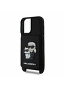 Karl Lagerfeld Karl Lagerfeld Saffiano Кръстосан Ремък Karl and Choupette Калъф за iPhone 16 Black