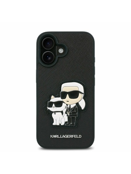 Karl Lagerfeld Karl Lagerfeld PU Saffiano Karl and Choupette Заден Калъф за iPhone 16 Plus Black