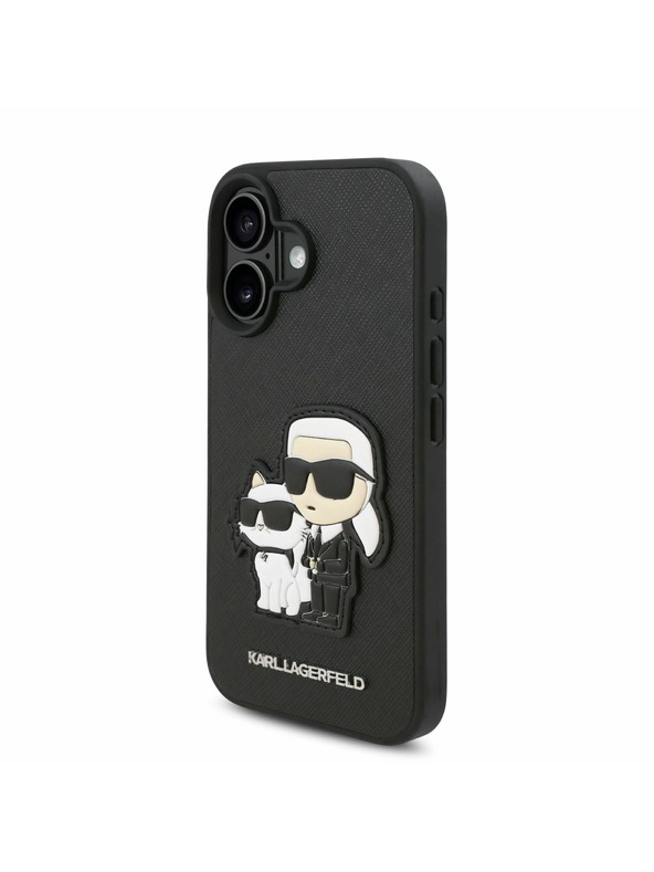 Karl Lagerfeld Karl Lagerfeld PU Saffiano Karl and Choupette Заден Калъф за iPhone 16 Plus Black