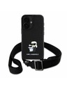 Karl Lagerfeld Karl Lagerfeld Saffiano Кръстосан Ремък Метален Karl and Choupette Заден Калъф за iPhone 16 Black