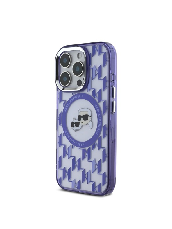 Karl Lagerfeld Karl Lagerfeld IML Монограм K&CH Глави MagSafe Заден Калъф за iPhone 16 Pro Max Лилав