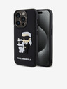 Karl Lagerfeld Karl Lagerfeld 3D Гумен Karl and Choupette Заден Калъф за iPhone 15 Pro Black