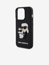 Karl Lagerfeld Karl Lagerfeld 3D Гумен Karl and Choupette Заден Калъф за iPhone 15 Pro Black