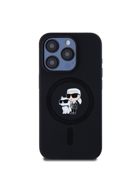 Karl Lagerfeld Karl Lagerfeld Течен Силиконов Karl and Choupette Magsafe Заден Калъф за iPhone 15 Pro Black