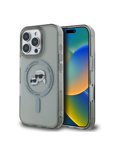 Karl Lagerfeld Karl Lagerfeld IML K&CH Глави Метален框架 MagSafe Заден Калъф за iPhone 16 Pro Max Black