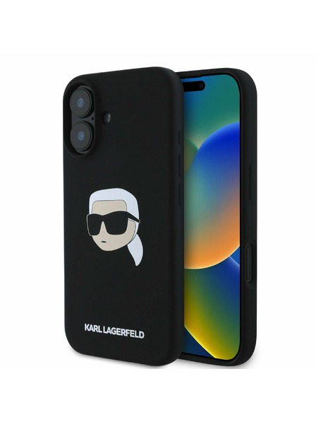 Karl Lagerfeld Karl Lagerfeld Течен Силиконов Karl Head MagSafe Заден Калъф за iPhone 16 Black