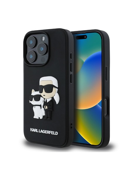 Karl Lagerfeld Karl Lagerfeld PU Saffiano Karl and Choupette Заден Калъф за iPhone 16 Pro Black