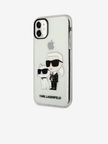 Karl Lagerfeld IML Брокатен Karl and Choupette NFT Заден Калъф за iPhone 11 Прозрачен Karl Lagerfeld