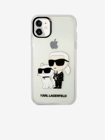 Karl Lagerfeld IML Брокатен Karl and Choupette NFT Заден Калъф за iPhone 11 Прозрачен Karl Lagerfeld