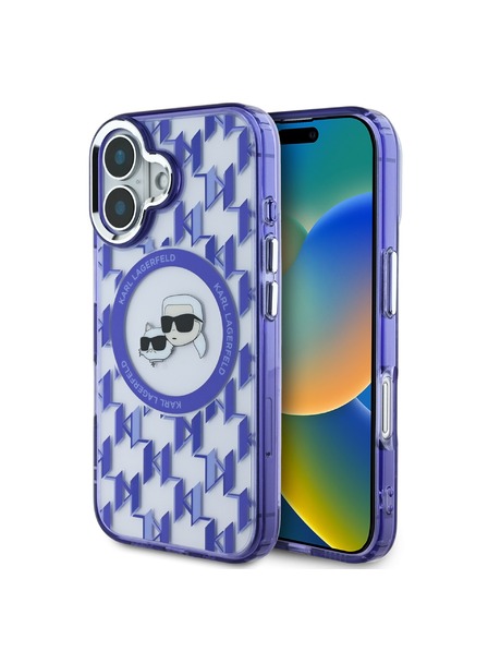 Karl Lagerfeld Karl Lagerfeld IML Монограм K&CH Глави MagSafe Заден Калъф за iPhone 16 Лилав