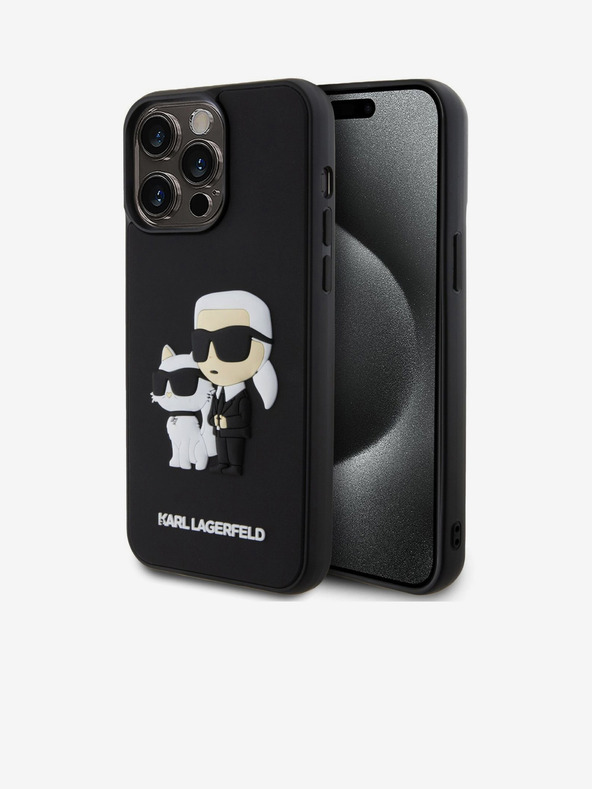 Karl Lagerfeld 3D Гумен Заден Калъф за iPhone 15 Pro Max Black Karl Lagerfeld