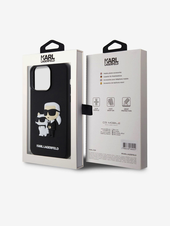 Karl Lagerfeld 3D Гумен Заден Калъф за iPhone 15 Pro Max Black Karl Lagerfeld