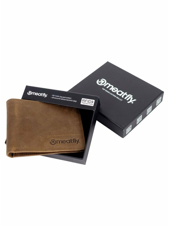 Meatfly Meatfly кожен портфейл Eliot Premium Oak | Кафяв | Размер