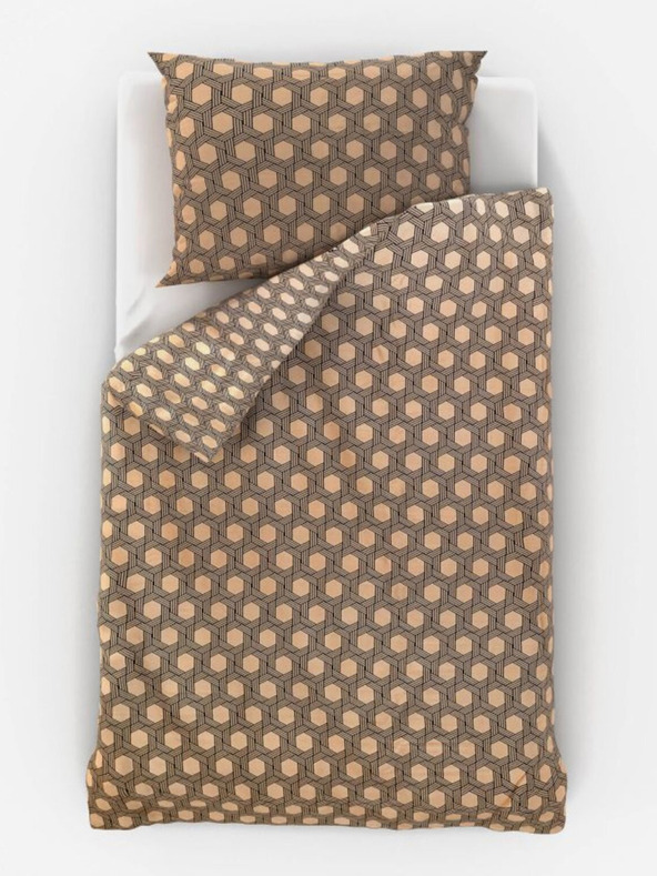 Kvalitex Сатенено спално бельо Luxury Collection 140x200, 70x90cm Кареро бежово Kvalitex