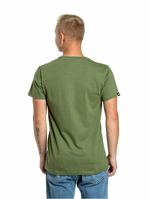 Meatfly Meatfly мъжка тениска Striped Logo Olive | Зелена | Размер S | 100% памук