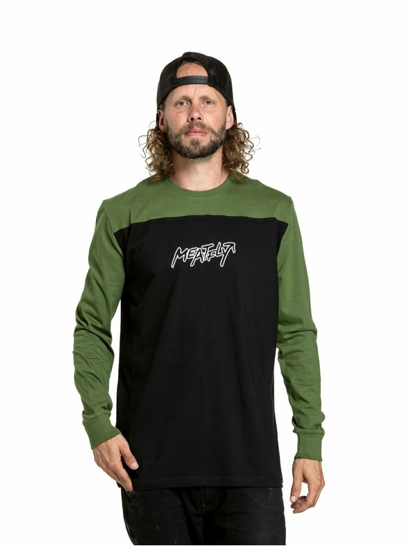 Meatfly Meatfly мъжка тениска с дълъг ръкав Judgement Маслено зелено/Черно | Зелена | Размер