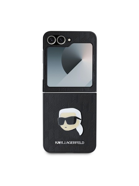 Karl Lagerfeld Karl Lagerfeld PU Сафиано Монограм Karl Head Заден Калъф за Samsung Galaxy Z Flip 6 Черен