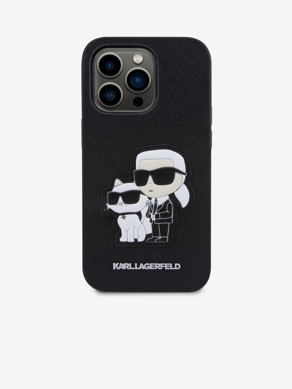 Karl Lagerfeld Karl Lagerfeld PU Сафиано Karl and Choupette NFT Заден Калъф за iPhone 14 Pro Черен