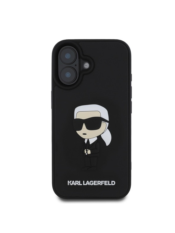 Karl Lagerfeld Karl Lagerfeld 3D Гумен Иконик Заден Калъф за iPhone 16 Черен