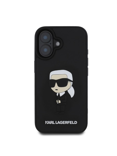 Karl Lagerfeld Karl Lagerfeld 3D Гумен Иконик Заден Калъф за iPhone 16 Черен