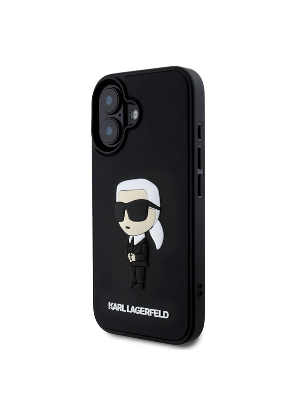 Karl Lagerfeld Karl Lagerfeld 3D Гумен Иконик Заден Калъф за iPhone 16 Черен