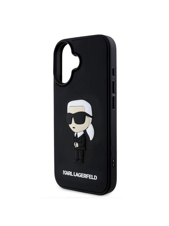 Karl Lagerfeld Karl Lagerfeld 3D Гумен Иконик Заден Калъф за iPhone 16 Черен