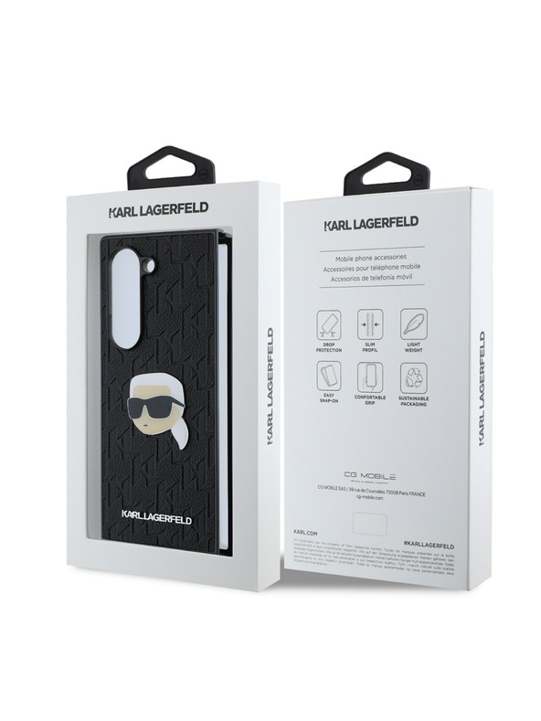 Karl Lagerfeld Karl Lagerfeld PU Сафиано Монограм Karl Head Заден Калъф за Samsung Galaxy Z Fold 6 Черен