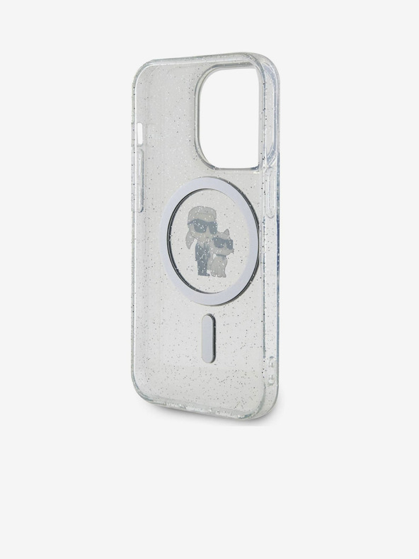 Karl Lagerfeld Karl Lagerfeld IML Брокат Karl and Choupette MagSafe Заден Калъф за iPhone 15 Pro Прозрачен