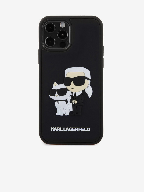 Karl Lagerfeld 3D Гумен Karl and Choupette Заден Калъф за iPhone 12/12 Pro Черен Karl Lagerfeld