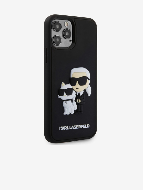 Karl Lagerfeld 3D Гумен Karl and Choupette Заден Калъф за iPhone 12/12 Pro Черен Karl Lagerfeld