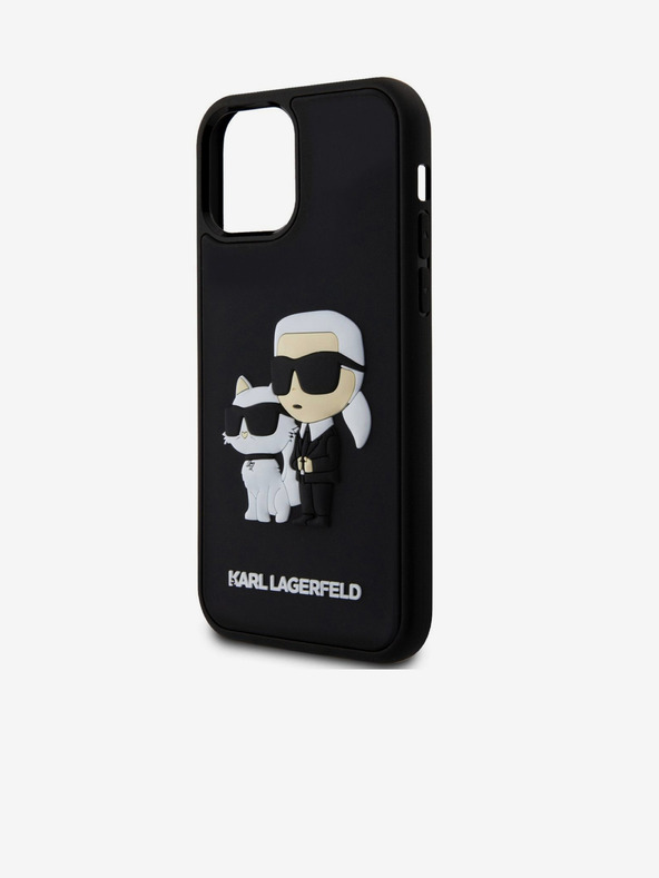 Karl Lagerfeld 3D Гумен Karl and Choupette Заден Калъф за iPhone 12/12 Pro Черен Karl Lagerfeld