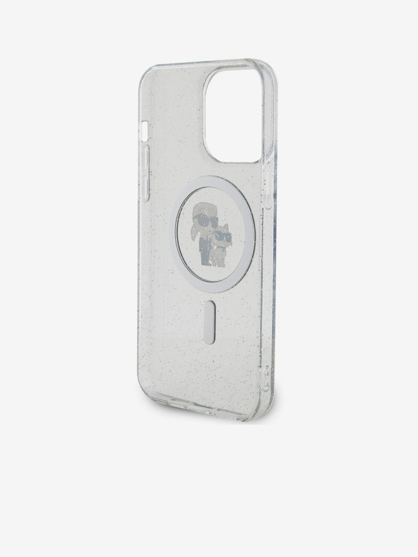 Karl Lagerfeld Karl Lagerfeld IML Блестящ Karl and Choupette MagSafe Заден Калъф за iPhone 15 Pro Max Прозрачен